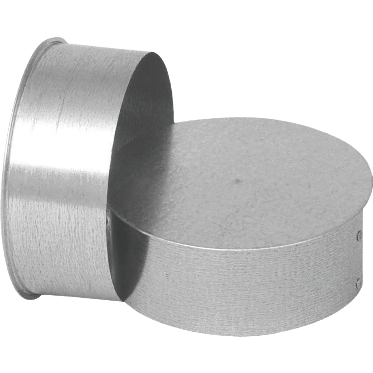 Galvanized steel 6-inch pipe caps with smooth finish for sealing or protecting pipe ends in home improvement projects