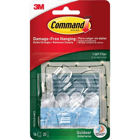Pack of 16 clear outdoor light clips with foam strips for damage-free hanging in Hardware and Fasteners collections under $50