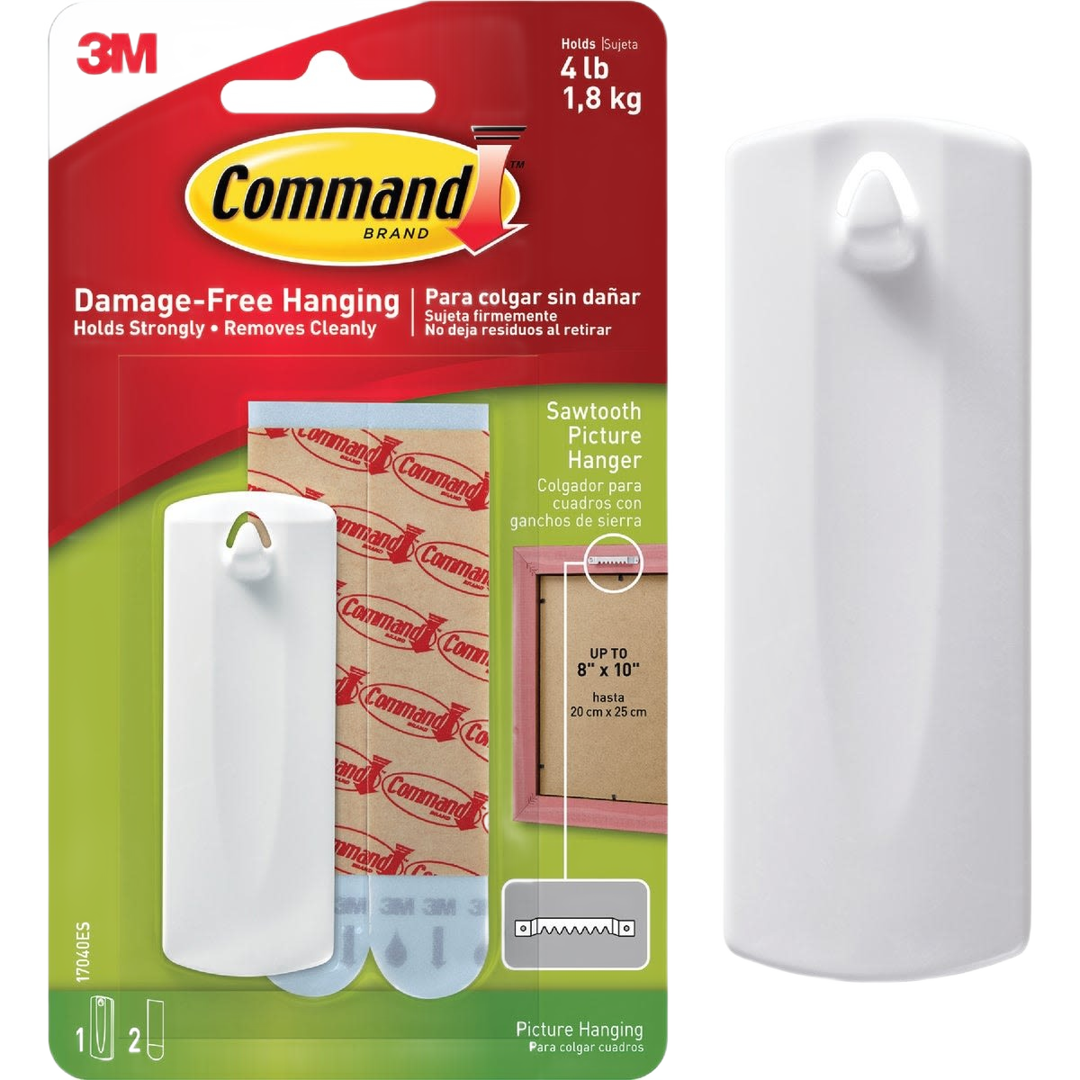 3M Command sawtooth adhesive picture hanger in white for damage-free wall decor and home improvement fasteners under $50