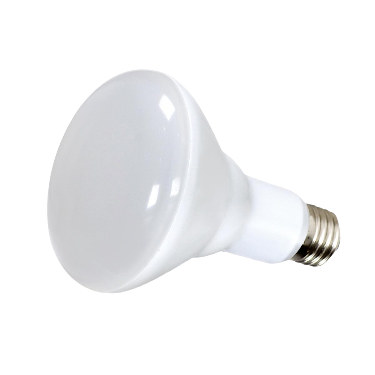 White BR30 LED reflector light bulb with medium base for efficient indoor lighting and home improvement use
