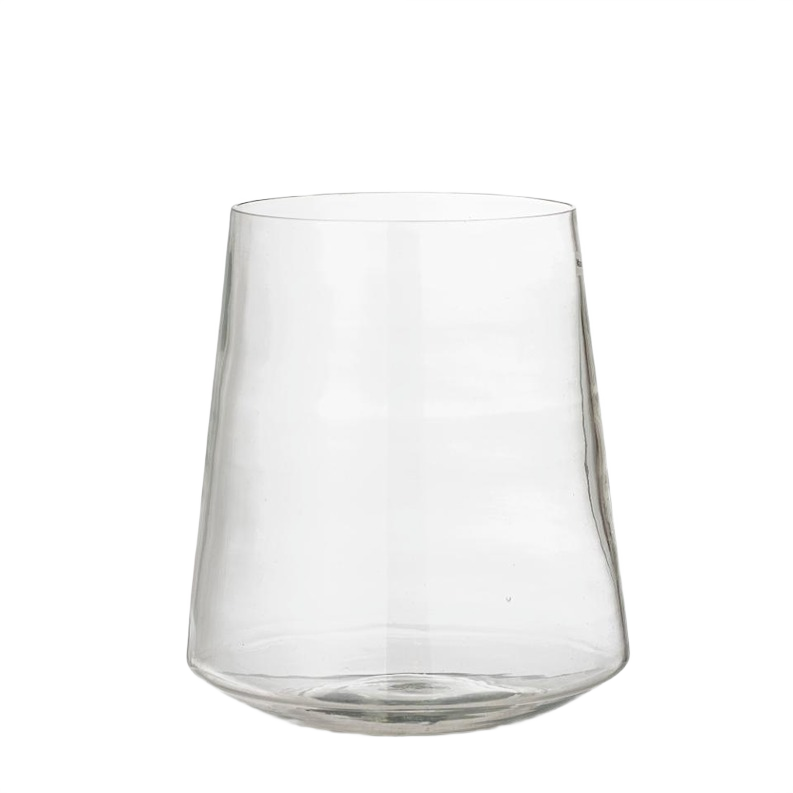 Clear mouth-blown glass jar with wide base, versatile home decor piece for accents and under $100 collections