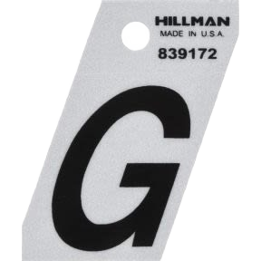 Black and silver reflective Mylar angle-cut sticker letter G for tools and home improvement labeling tasks