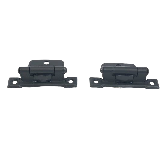 Pair of smooth black offset cabinet hinges with self-closing feature for home improvement and cabinet projects
