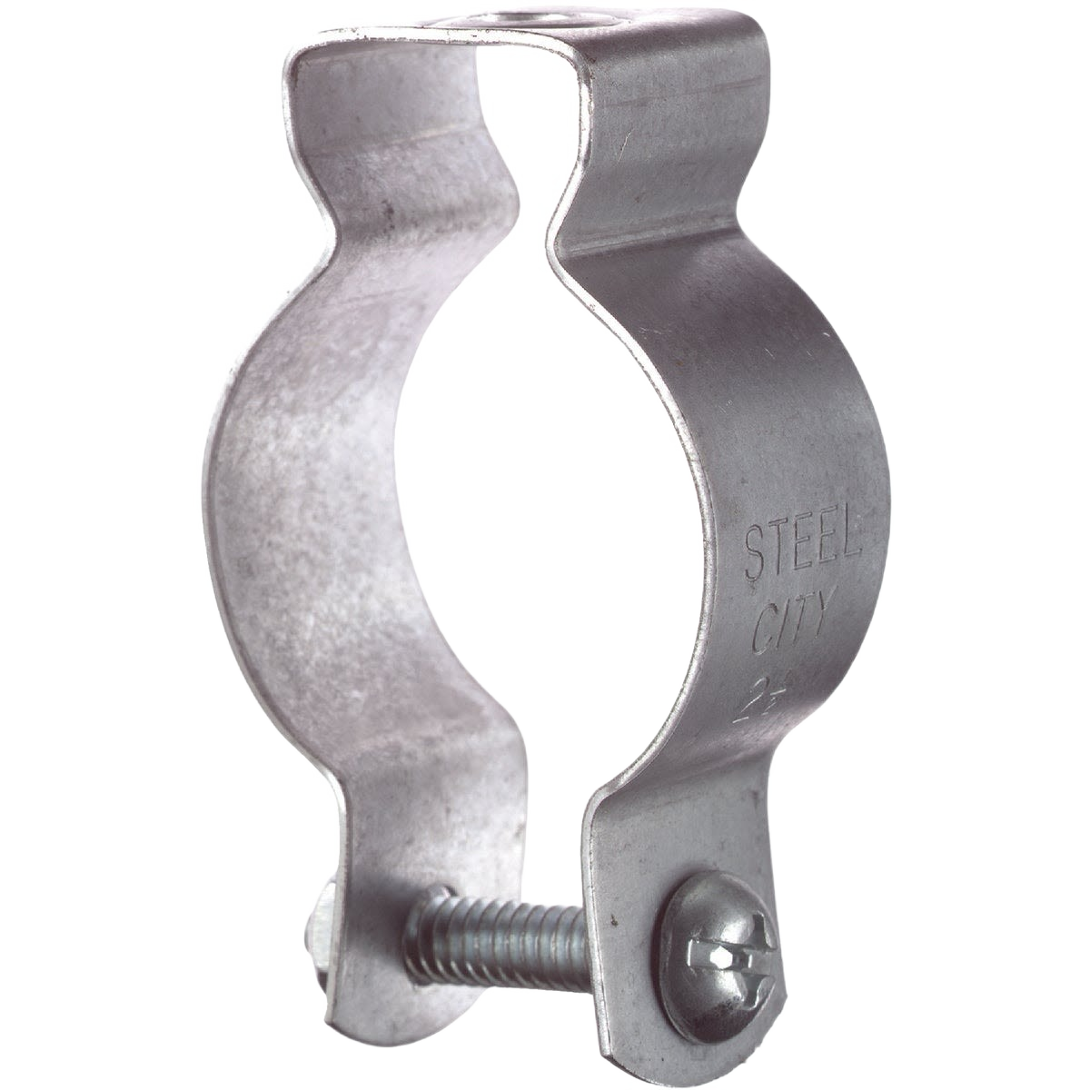 Galvanized steel conduit hanger with screw fastener, supporting EMT and rigid conduit for electrical projects under $50.