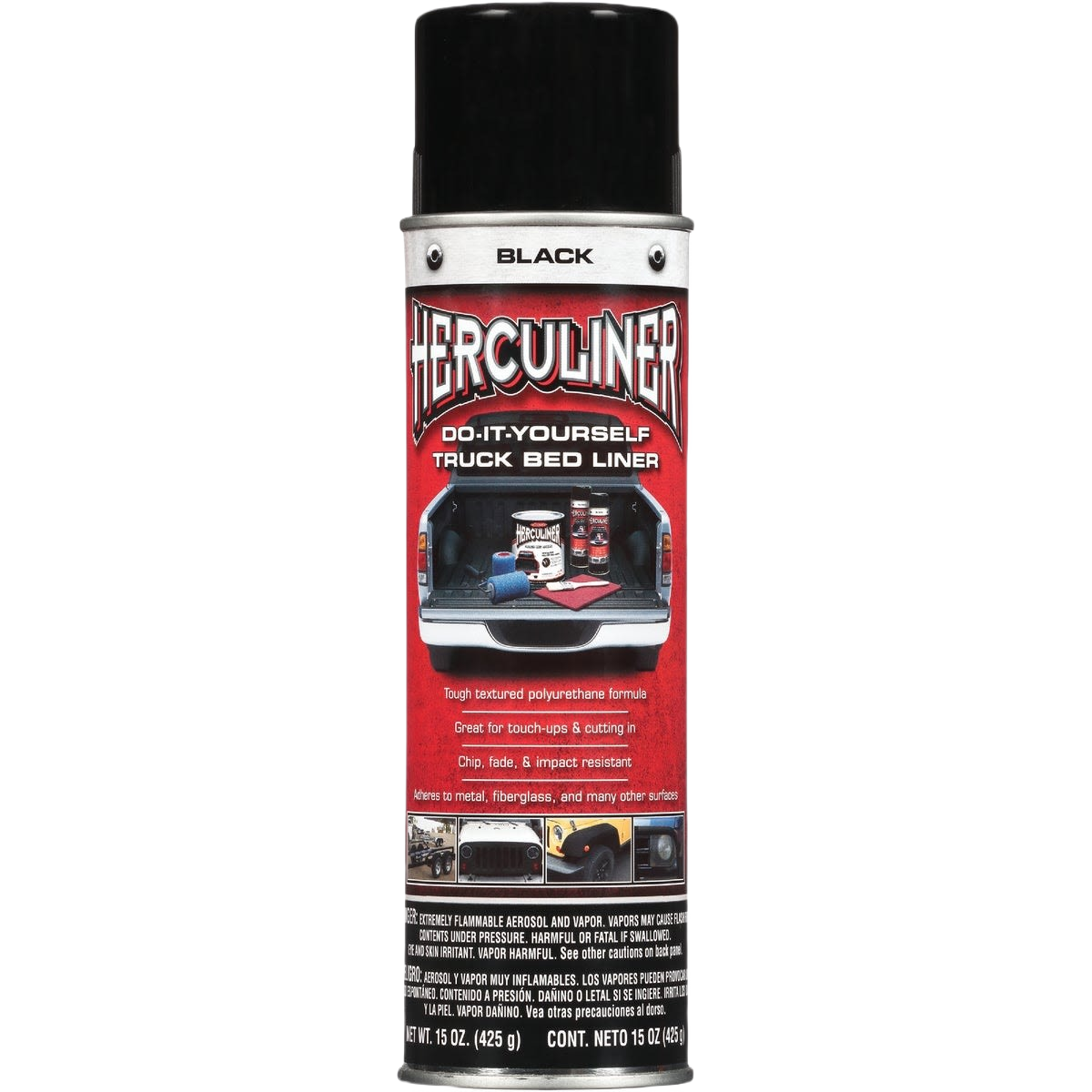 Black textured spray-on polyurethane truck bed liner for automotive use in under $50 and home improvement tools collections