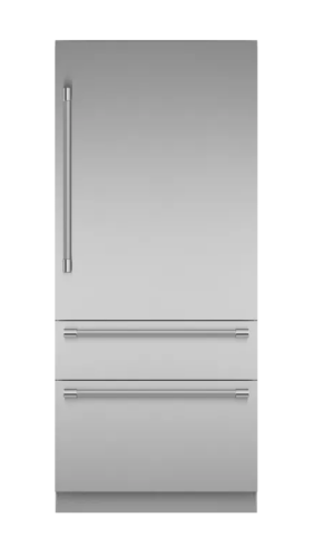 36-inch built-in professional stainless steel refrigerator with bottom freezer drawers in Thermador appliances collection
