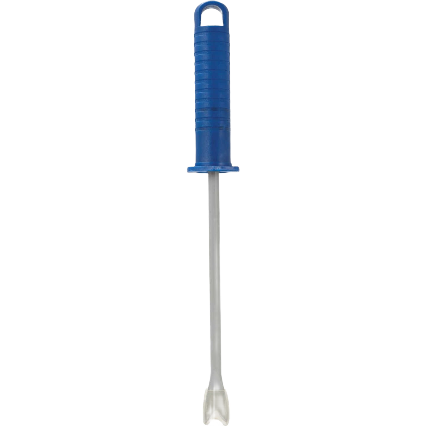 Blue-handled garden hand weeder with metal shaft and forked tip for precise weed removal in home improvement tasks