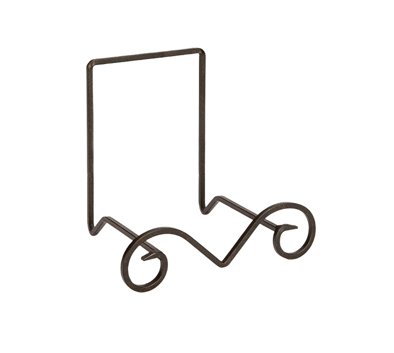 Black metal bowl stand with curved base and pointed square frame, suitable for home decor and accent displays under $50 collections