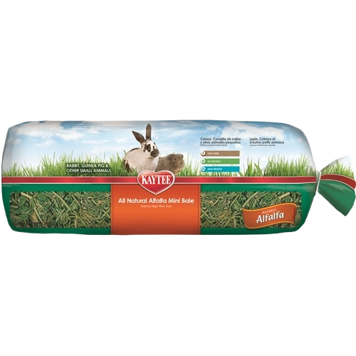 Packaged alfalfa mini bale for small animals like rabbits and guinea pigs, natural high-fiber hay for pet care
