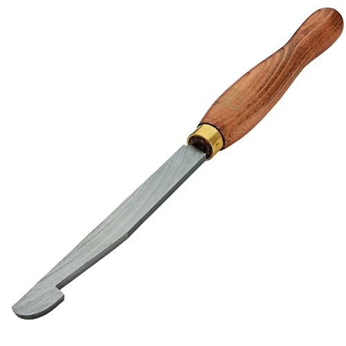 Woodworking scraper with curved blade and polished wooden handle for detailed bowl and box finishing under $100