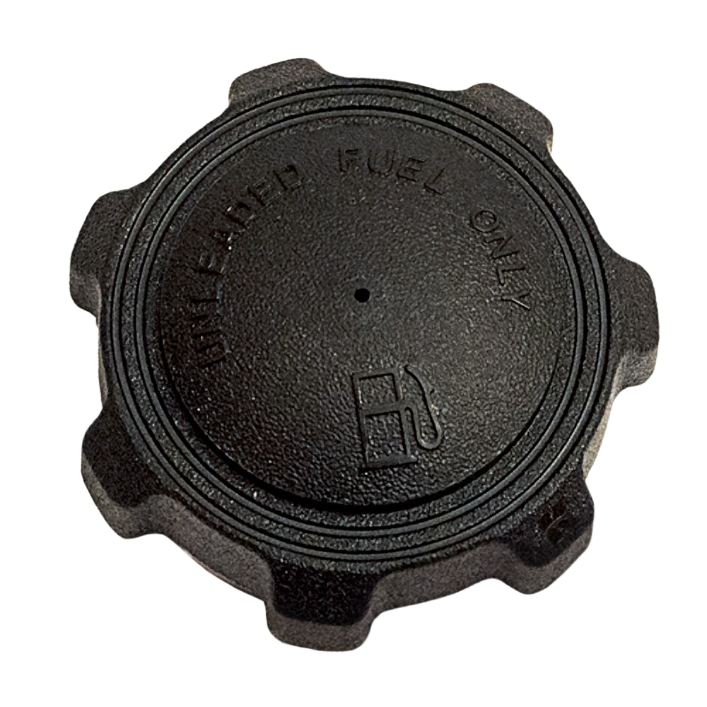 Black fuel tank filler cap with ridged grip and embossed fuel symbol for automotive and John Deere parts collections under $50