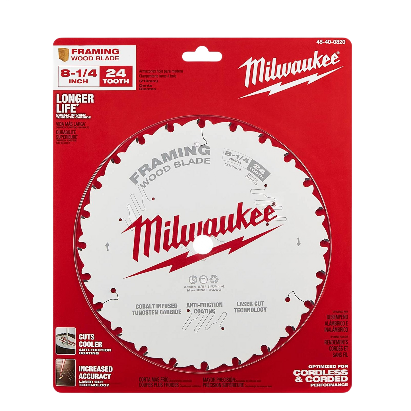 Milwaukee 8-1/4-inch 24-tooth framing saw blade with anti-friction coating in woodworking tool accessories collection