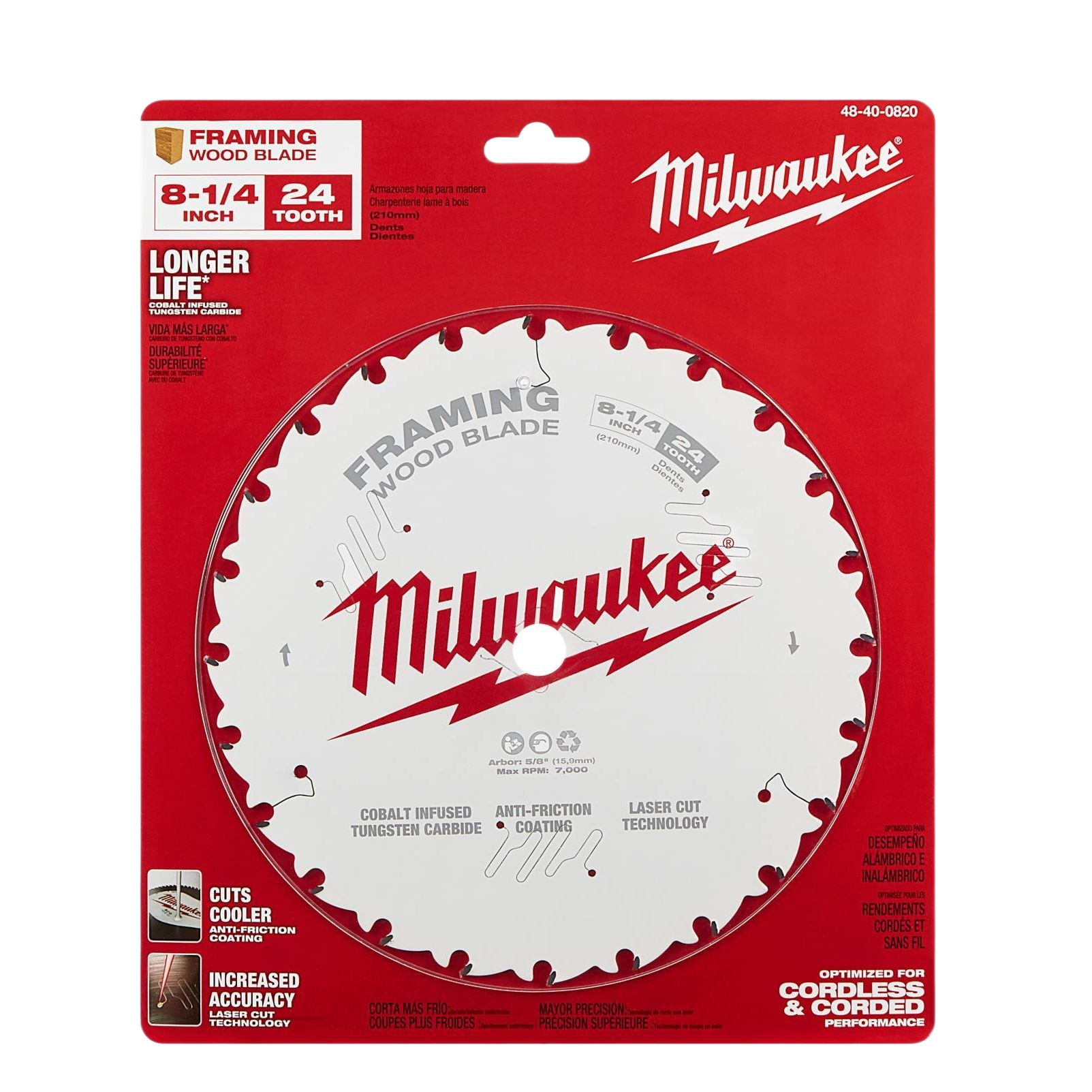 Milwaukee 8-1/4-inch 24-tooth framing saw blade with anti-friction coating in woodworking tool accessories collection