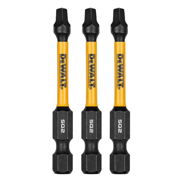 Set of three yellow and black Flextorq square drill bits for power tool accessories in tool collections under $50