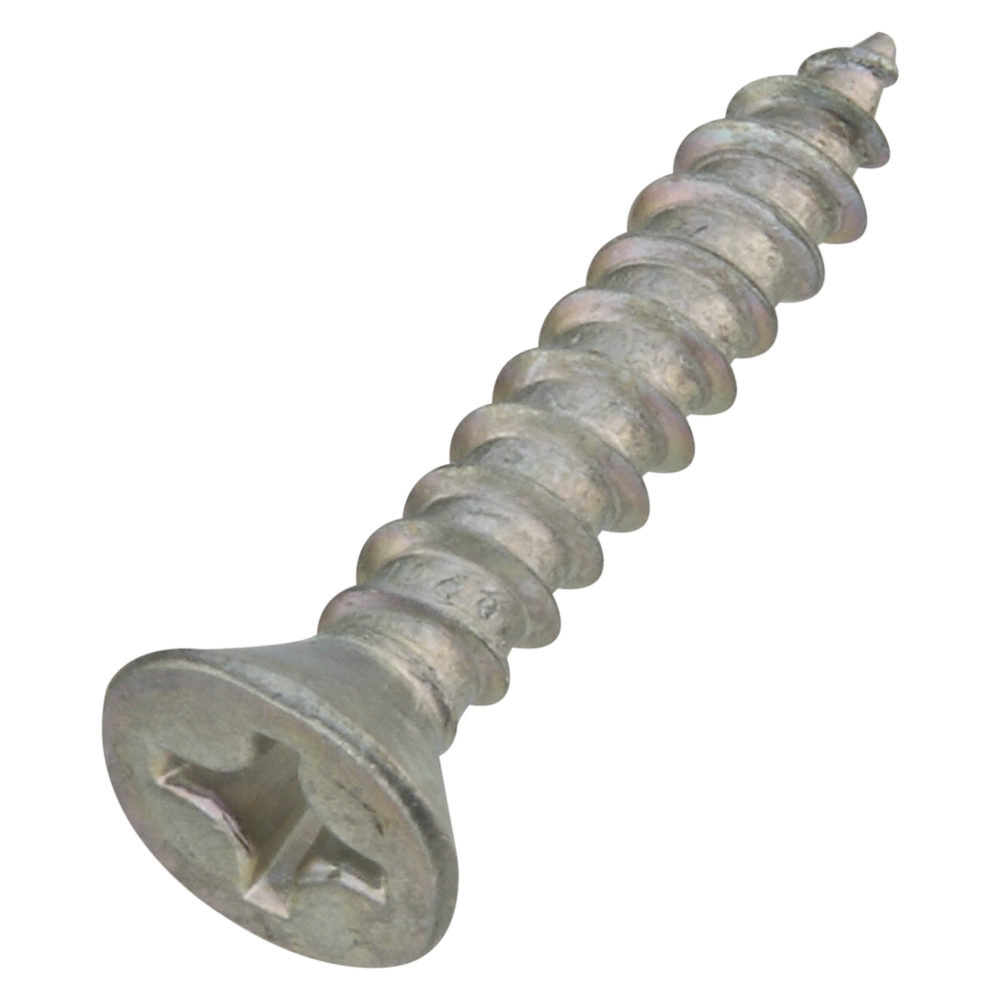 Phillips flat head zinc wood screw sized #12 by 1-1/4 inch for hardware and fasteners under $50