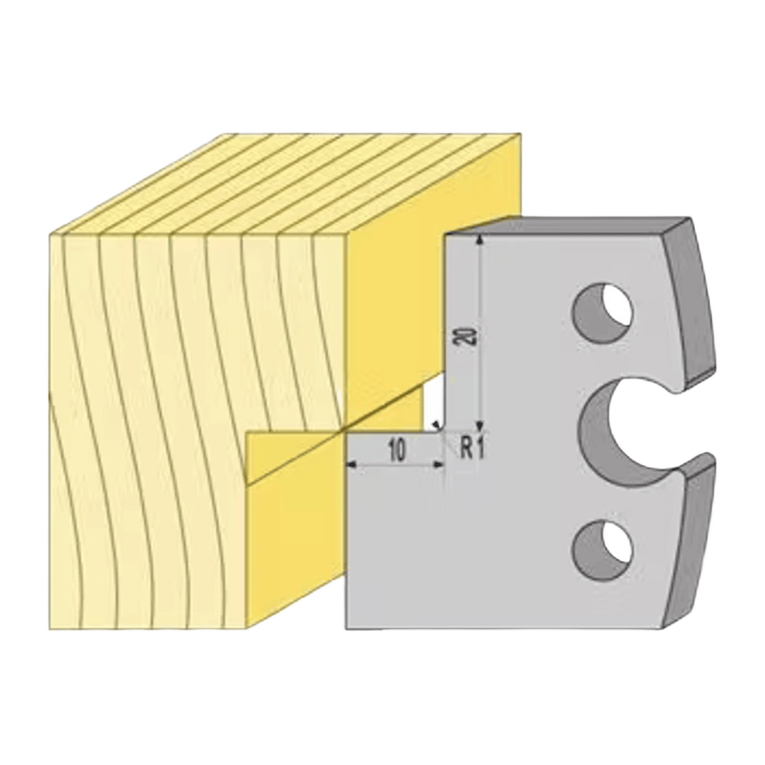 High-speed steel moulding knife shown with wood profile for woodworking and home improvement tools.
