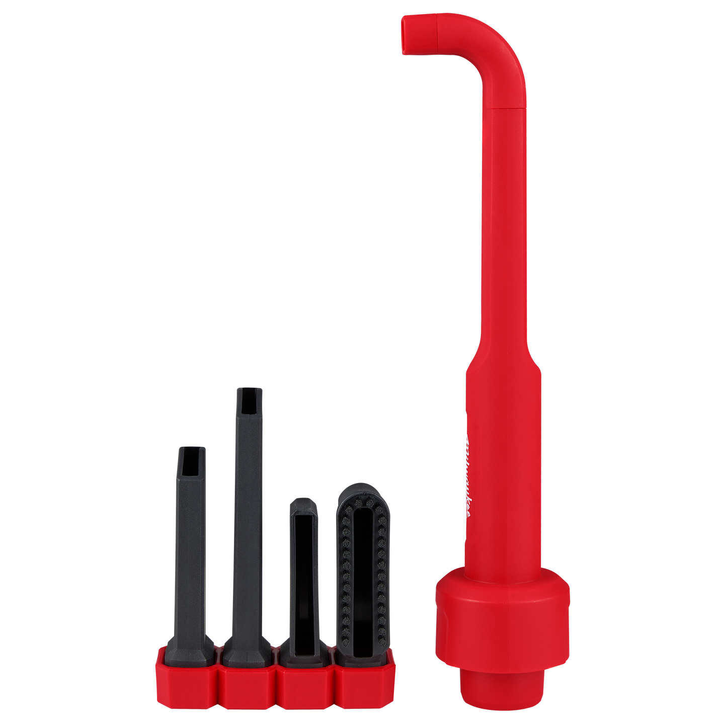 Set of red and black right-angle cleaning tool attachments for dust collection and woodworking tasks under $100