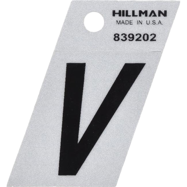 Black and silver reflective Mylar letter V sticker for hardware and home improvement projects under $25 and under $50 collections