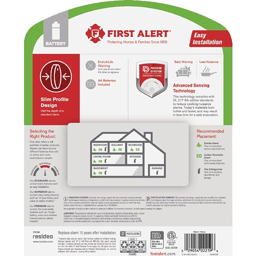 Compact battery-operated smoke and carbon monoxide detector for home safety in electrical and fire safety collections under $50