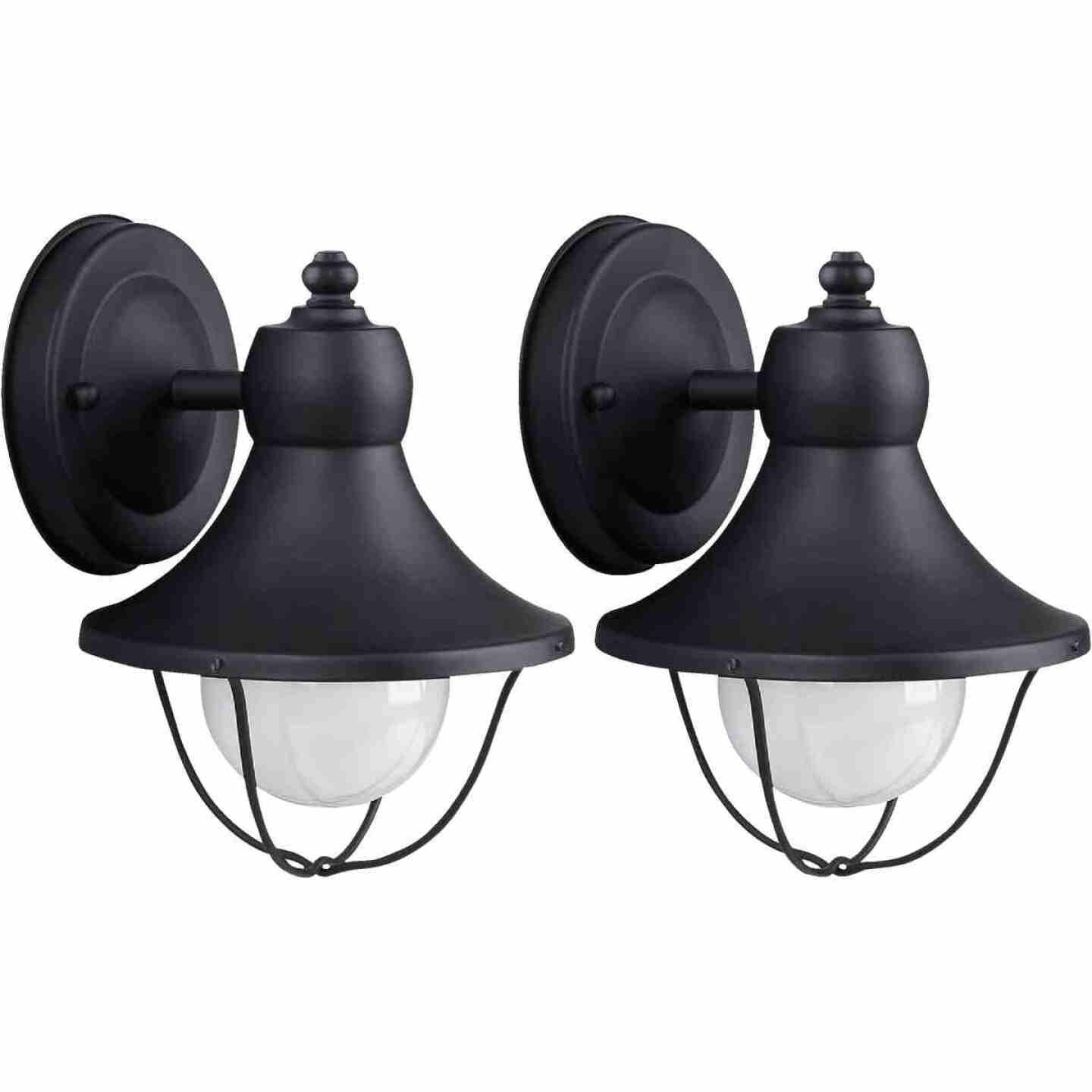 Pair of black incandescent outdoor wall lights with aluminum die-cast construction for outdoor living and lighting projects under $50