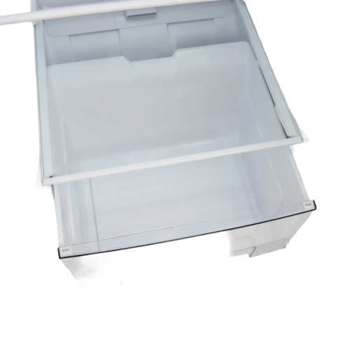 Clear plastic freezer drawer with white frame from upright freezer in freezers and appliances collection