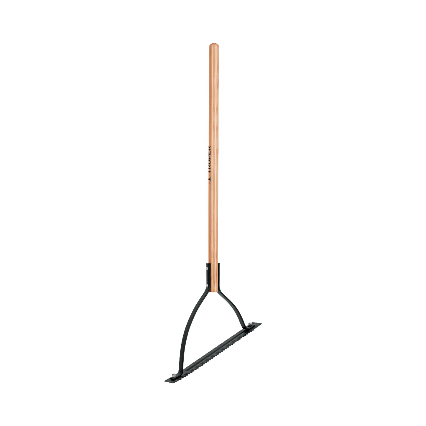 Garden tool with wooden handle and black metal blade for cutting grass and weeds, suitable for outdoor and hand tool collections