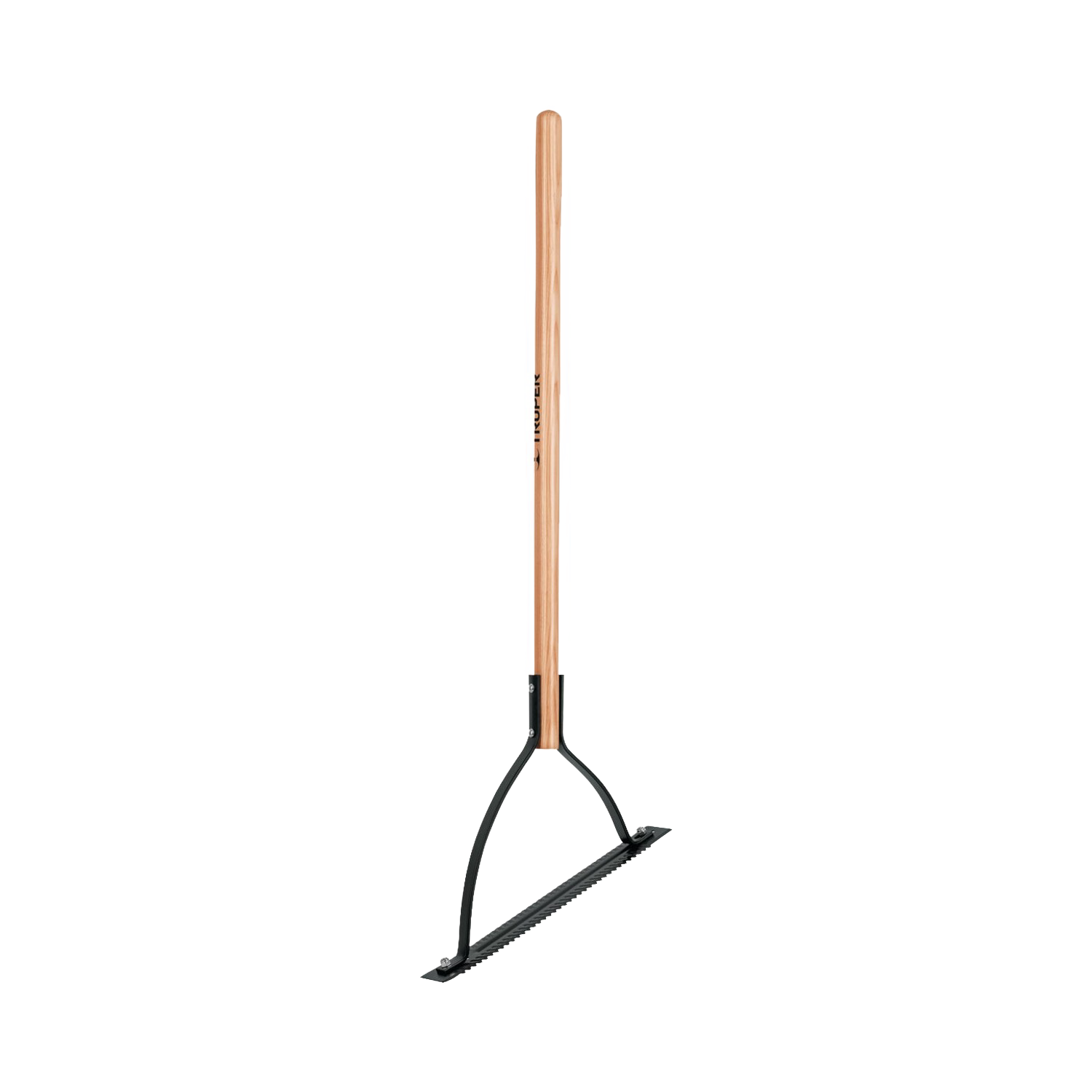 Garden tool with wooden handle and black metal blade for cutting grass and weeds, suitable for outdoor and hand tool collections