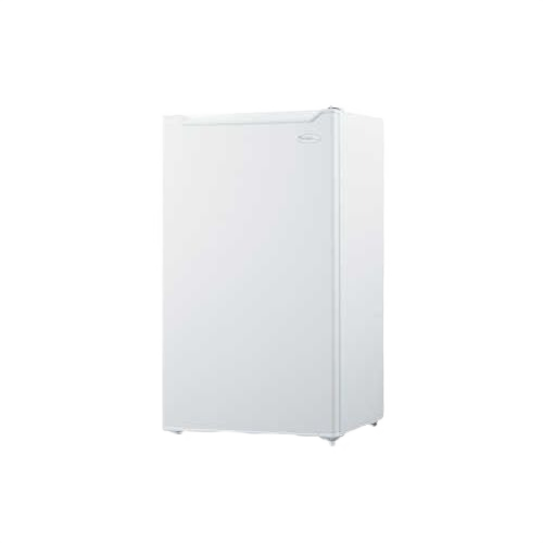 White 3.3 cubic feet compact refrigerator with full width freezer section for kitchen and appliance collections