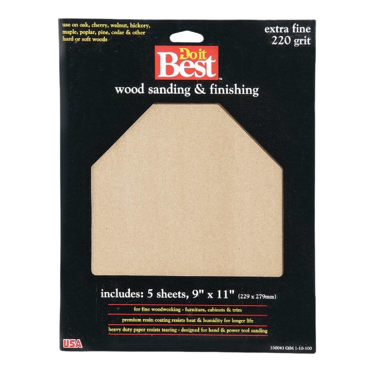 Extra fine 220-grit sandpaper pack for woodworking and finishing projects in home improvement under $50 collection
