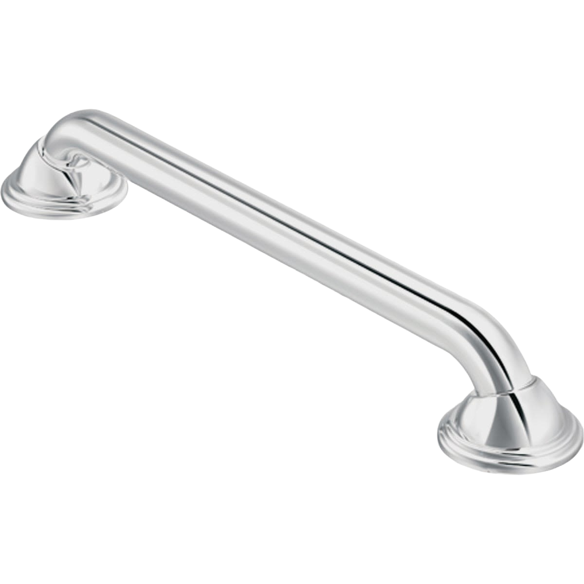 Polished chrome 24-inch designer grab bar with curved edges for safety and home improvement support