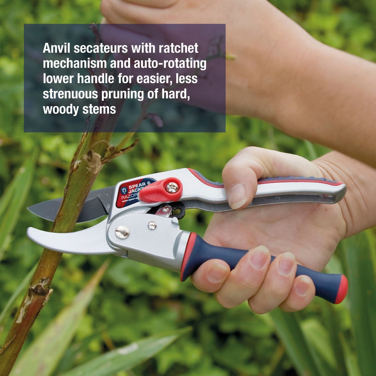 Spear & Jackson Ratchet Anvil Pruners with Twist Handle