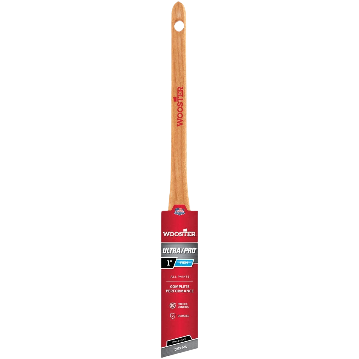 Wood handle paint brush with firm angled synthetic bristles for precise cutting in paint tools and home improvement collections