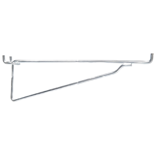 Zinc-plated 10-inch pegboard shelf bracket for storage and organization in hardware and home improvement collections