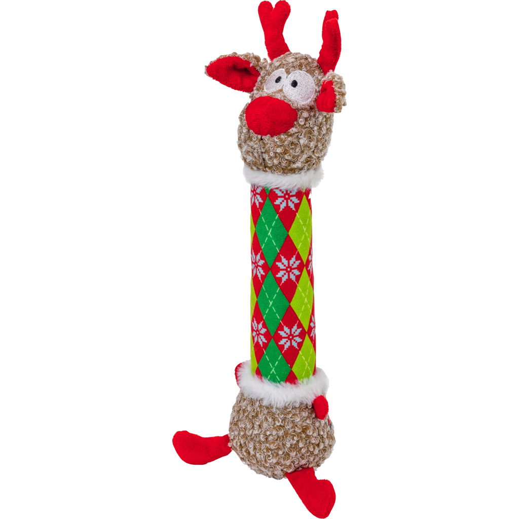 KONG Medium Shakers Luvs Argyle Reindeer Christmas Dog Toy