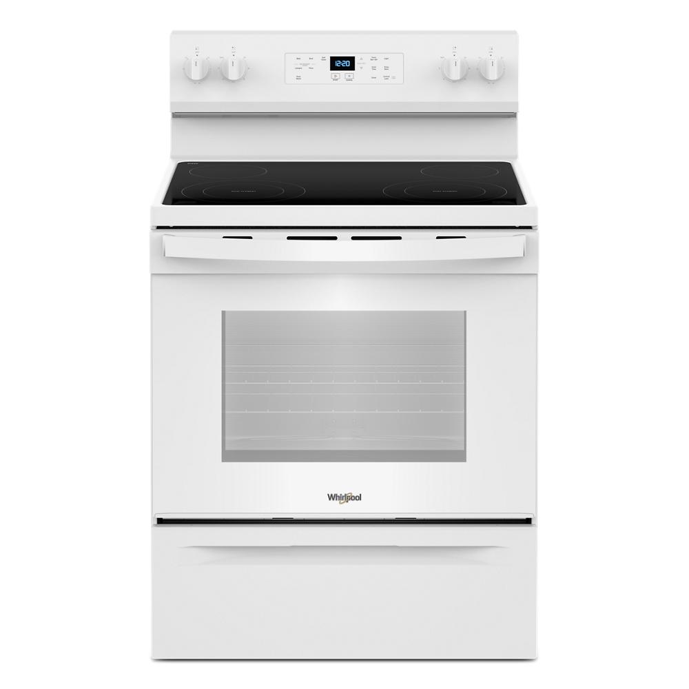 30-inch white electric range with smooth glass cooktop, digital controls, and self-clean oven from Ranges collection