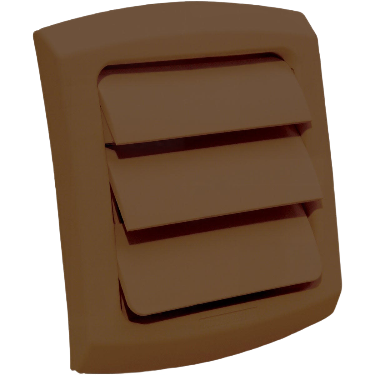 Brown low-profile vent cap with angled slats designed for exterior home ventilation in appliance parts collection
