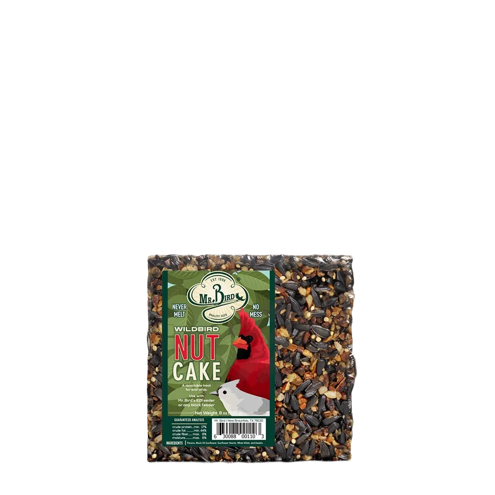Block of mixed seeds and nuts designed to feed wild birds with no melting or mess