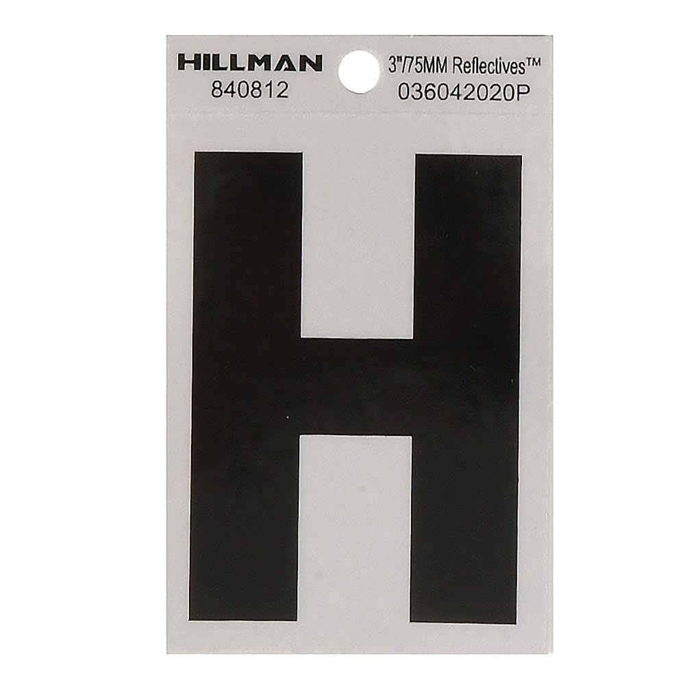 Black reflective Mylar letter H sticker on white backing for home improvement and labeling projects