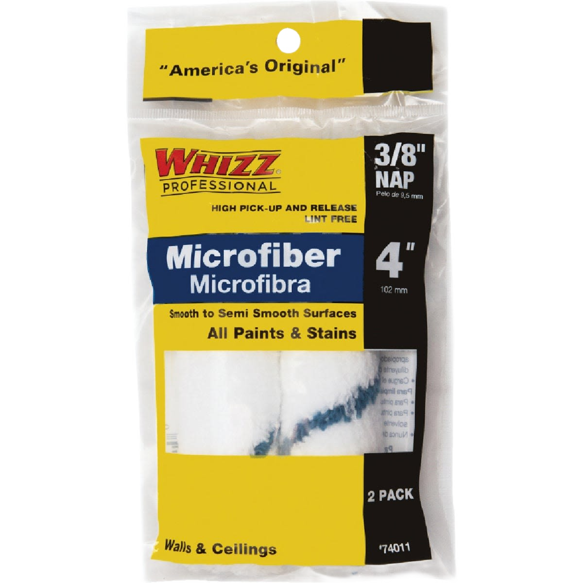 Two-pack of microfiber roller covers with 3/8 inch nap for smooth surfaces in paint sprayers and home improvement supplies