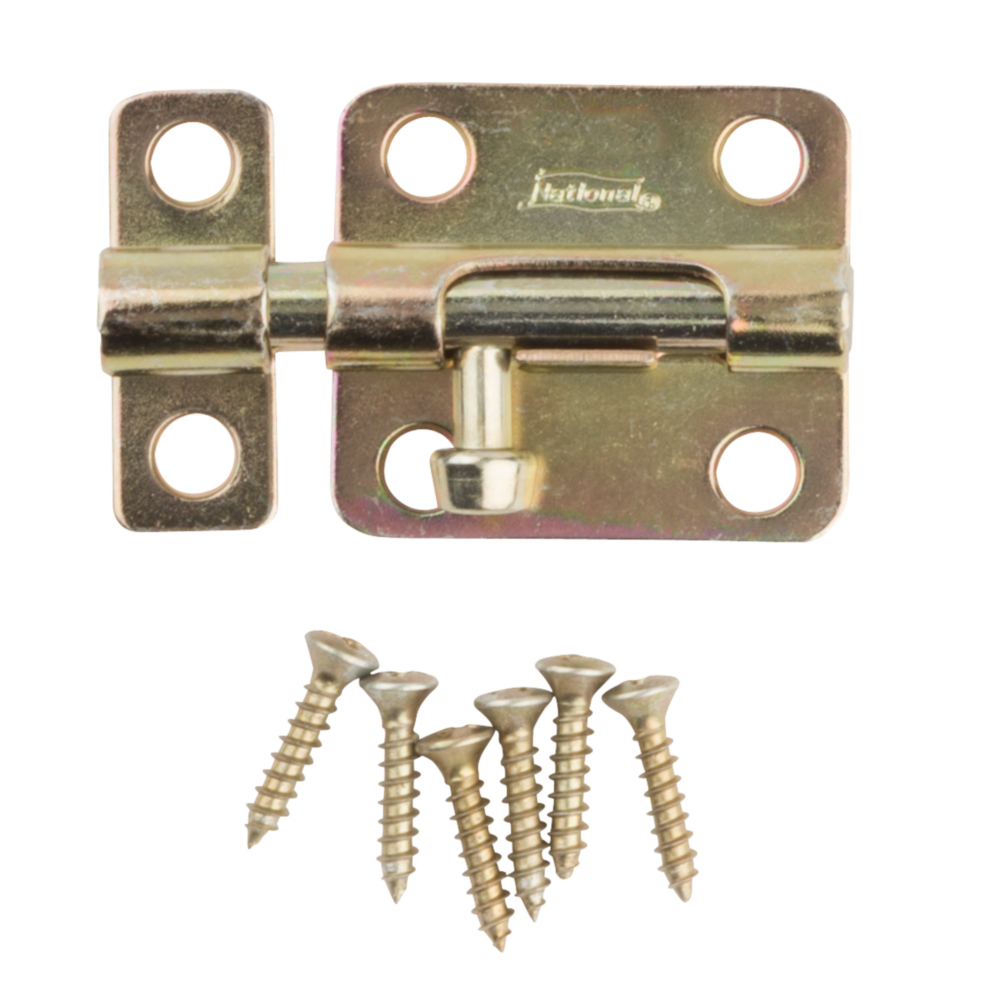 2-1/2 inch brass-finished steel barrel bolt with mounting screws for door accessories and home improvement under $50 tools