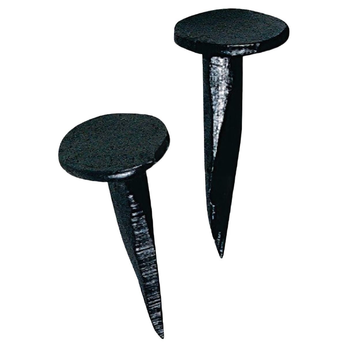 Two round head blued cut tacks for upholstery and light fastening in hardware and fasteners collections
