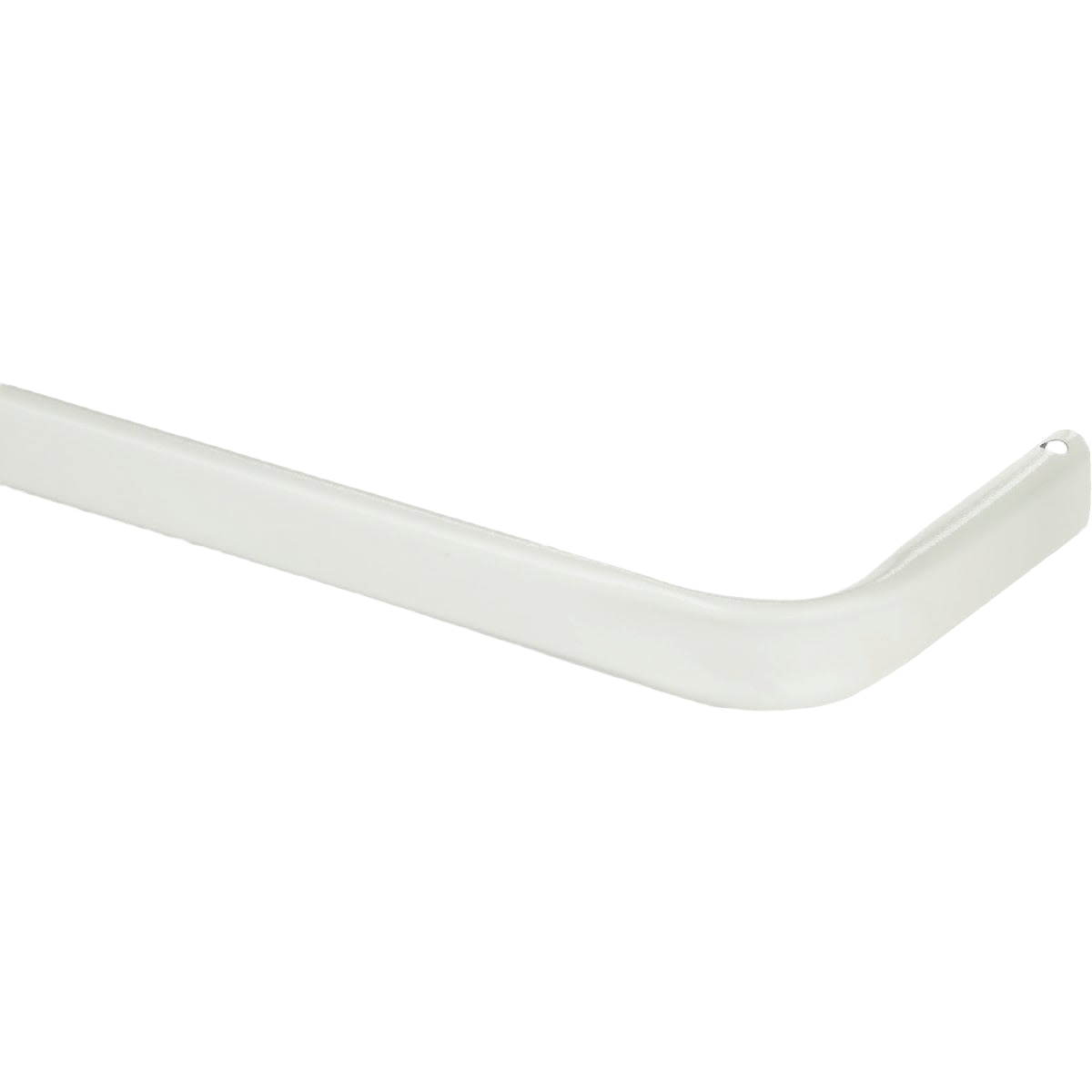 White metal single curtain rod with a 3-inch clearance bracket for adjustable window treatments in home improvement projects