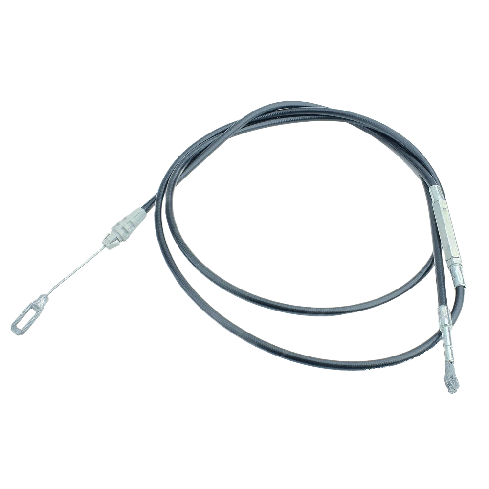 Black clutch cable with metal fittings designed for durable use in tools and home improvement projects