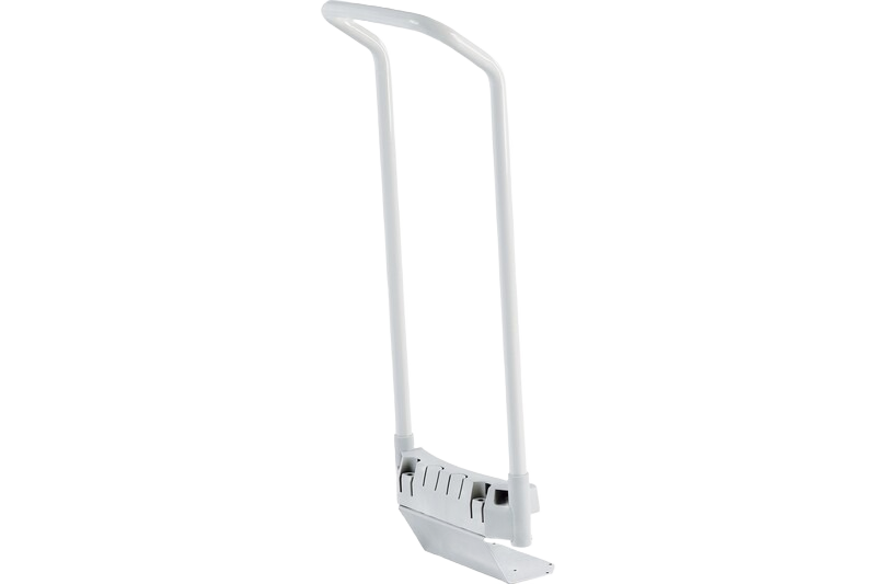 White handle accessory for dust extractors designed to improve mobility in woodworking and dust management tools