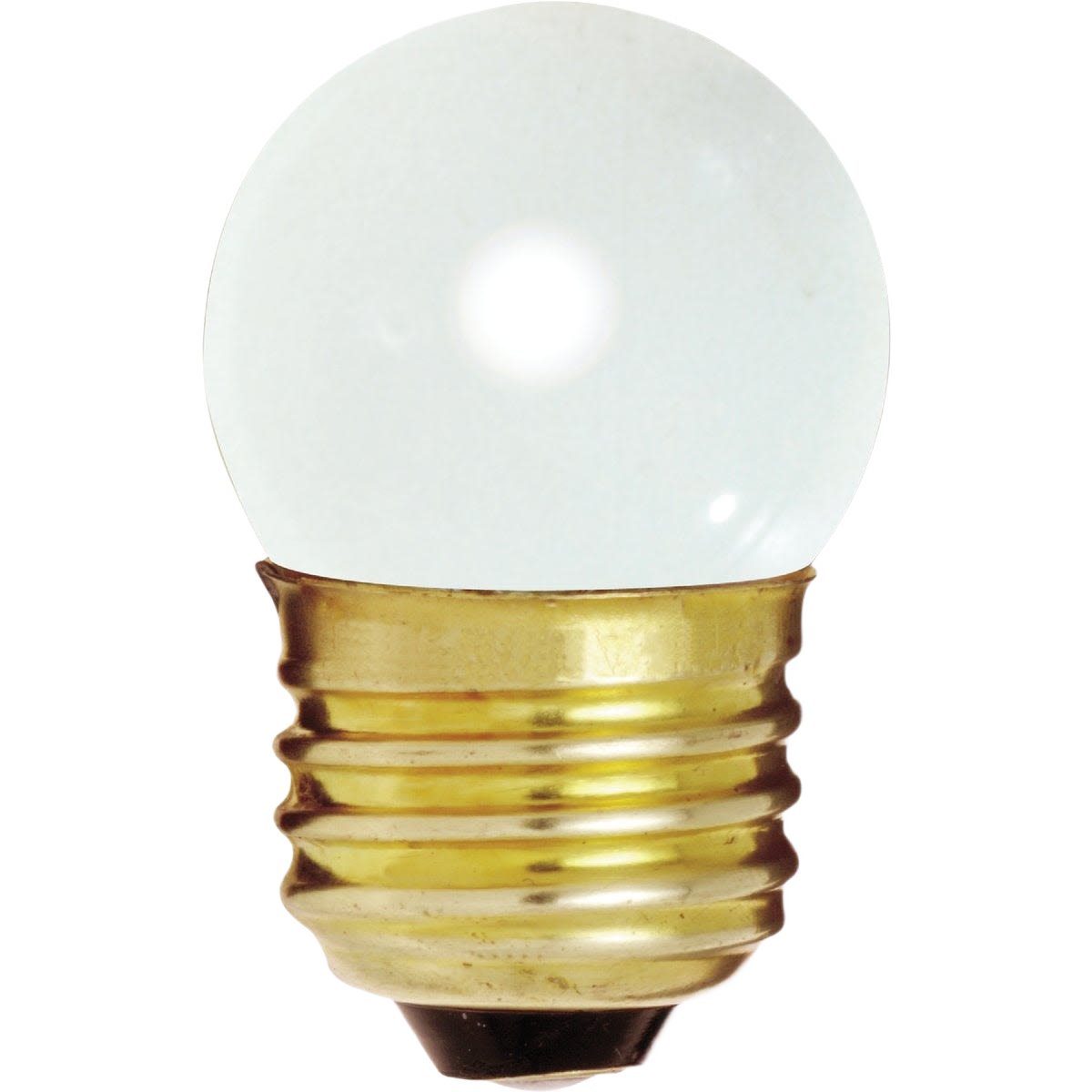 Glossy white incandescent light bulb with brass screw base for home improvement lighting needs
