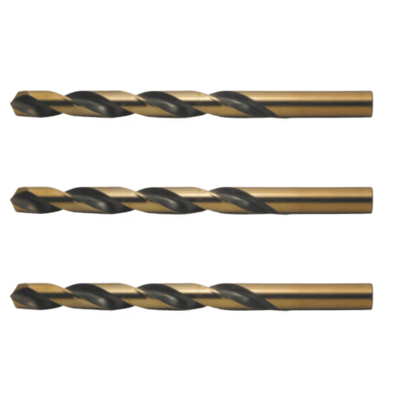 Set of three black and gold coated drill bits designed for precision drilling, part of drill bits and tool accessories collections.