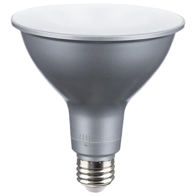 Silver LED light bulb with medium base designed for high lumen output in lighting and electrical collections