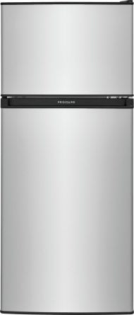 Stainless steel compact refrigerator with top freezer, sleek design in refrigerators and kitchenware collection