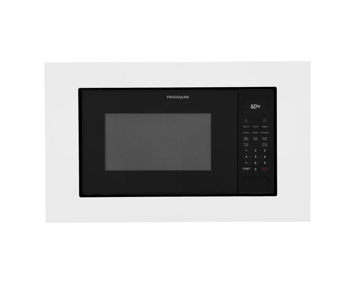 Built-in microwave with smooth white trim kit and digital control panel from kitchen appliance parts collection