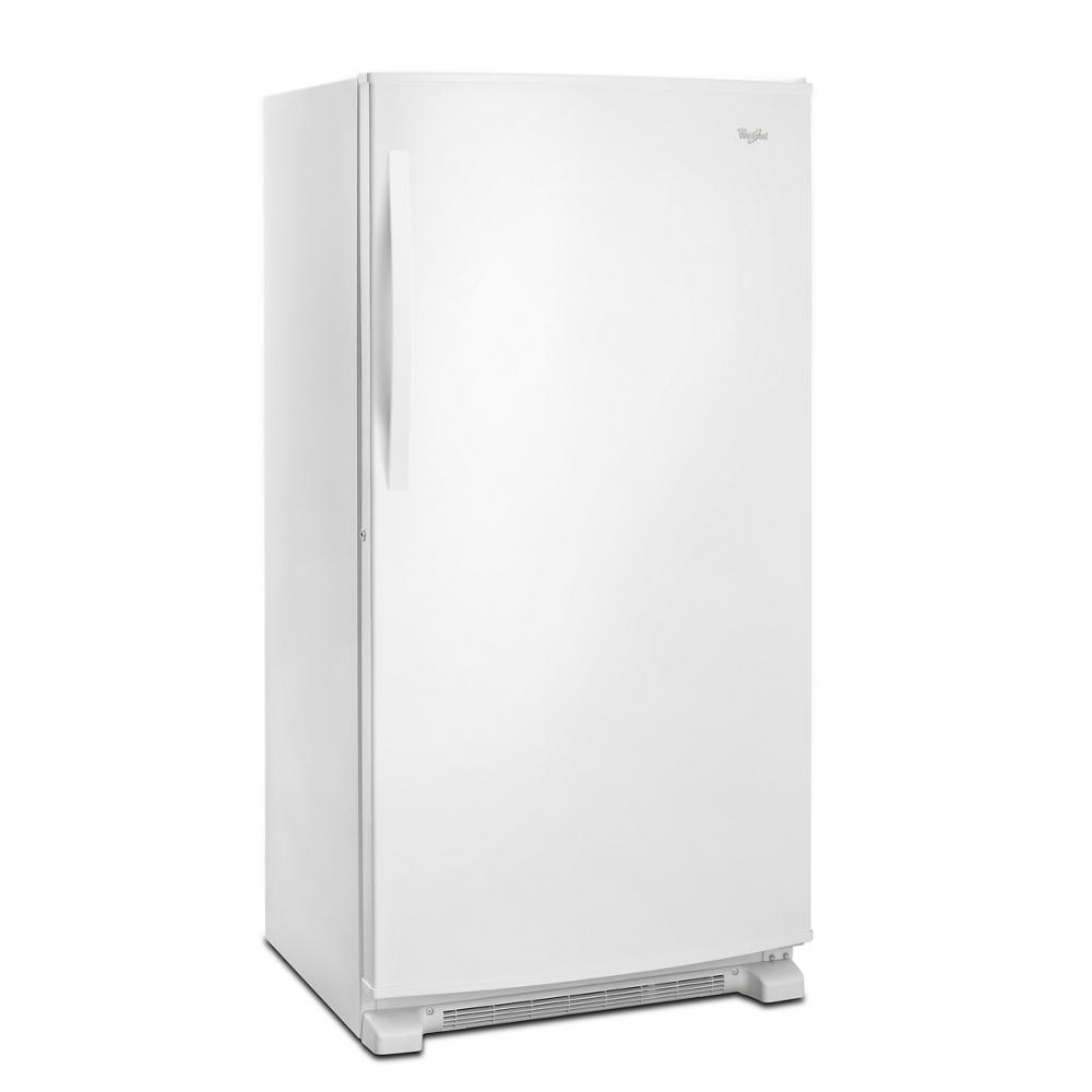 White upright freezer with sleek handle, part of kitchen and appliances collection for home improvement projects